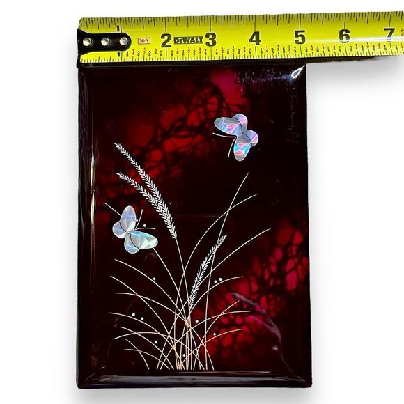 VTG Japanese Laquer Address Book Calla Lily Grass Silver Foil Butterflies Japan - Picture 10 of 12